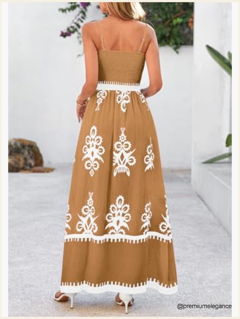Floral Maxi Dress with Spaghetti Straps Smocked Bodice Pockets - Picture 2 of 7